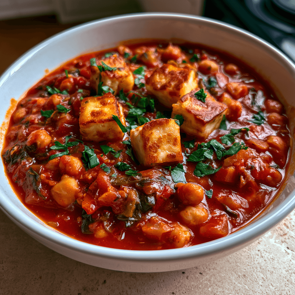 Halloumigryta: matig vegetarisk middag på 25 minuter