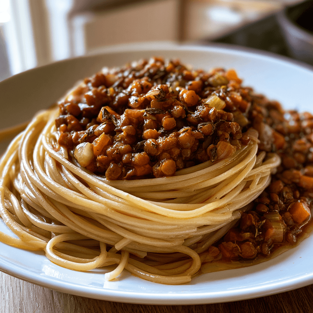 Linsbolognese med morot och selleri